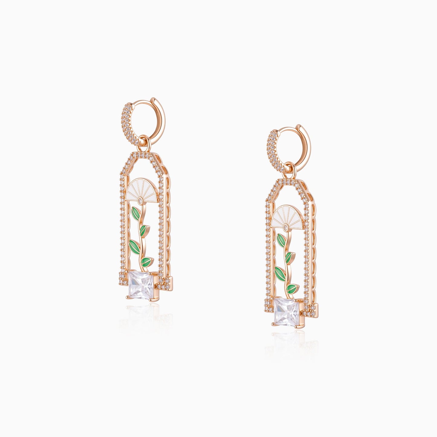 Vintage Garden Arch White Earrings