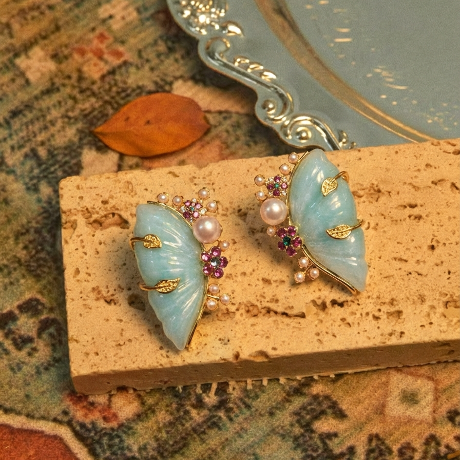 Aqua Whisper Butterfly Earrings