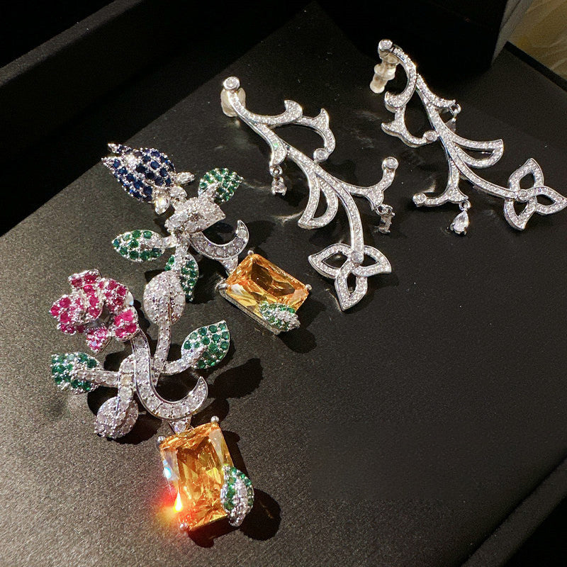 Floral Stem Asymmetry Earrings