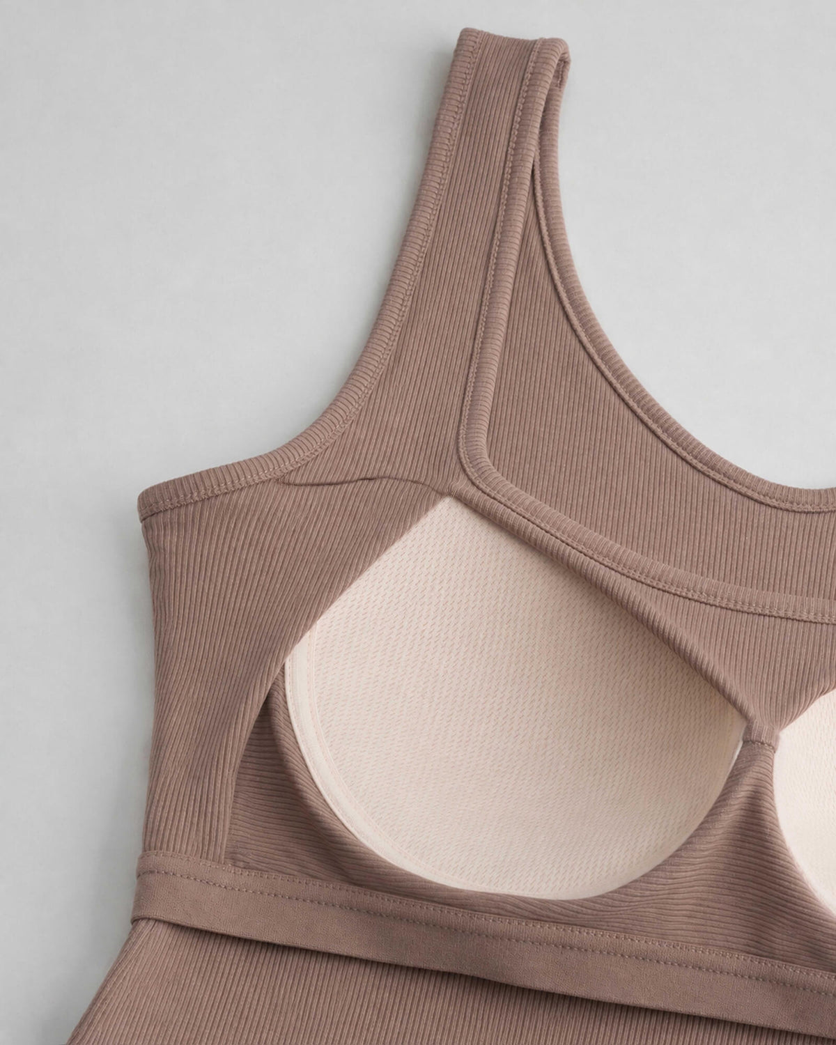 Ribbed Square Neck Built-In Bra Tank Top