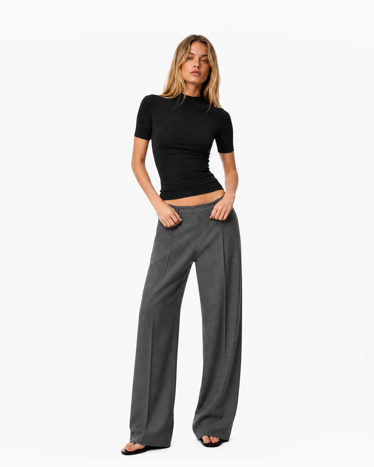 Pleated Tailored Wide-Leg Pants