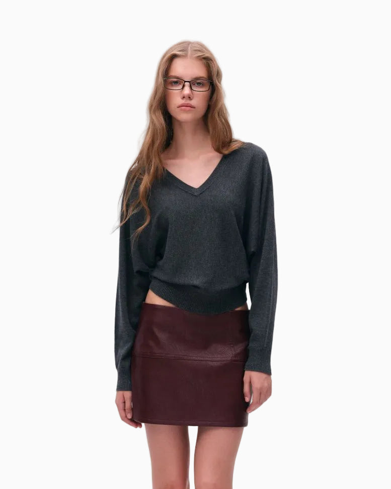 LEIYU LABS Loose V neck Batwing Sleeve Sweater for Women 2026 Autumn New Style Elegant and Slimming Knit Top UTP609A062 image 0
