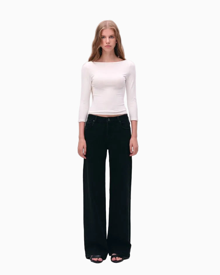 LEIYU LABS Black Straight Leg Jeans for Women 2026 Autumn New Style Slimming Versatile Height Enhancing Long Pants LPT609A001 image 0