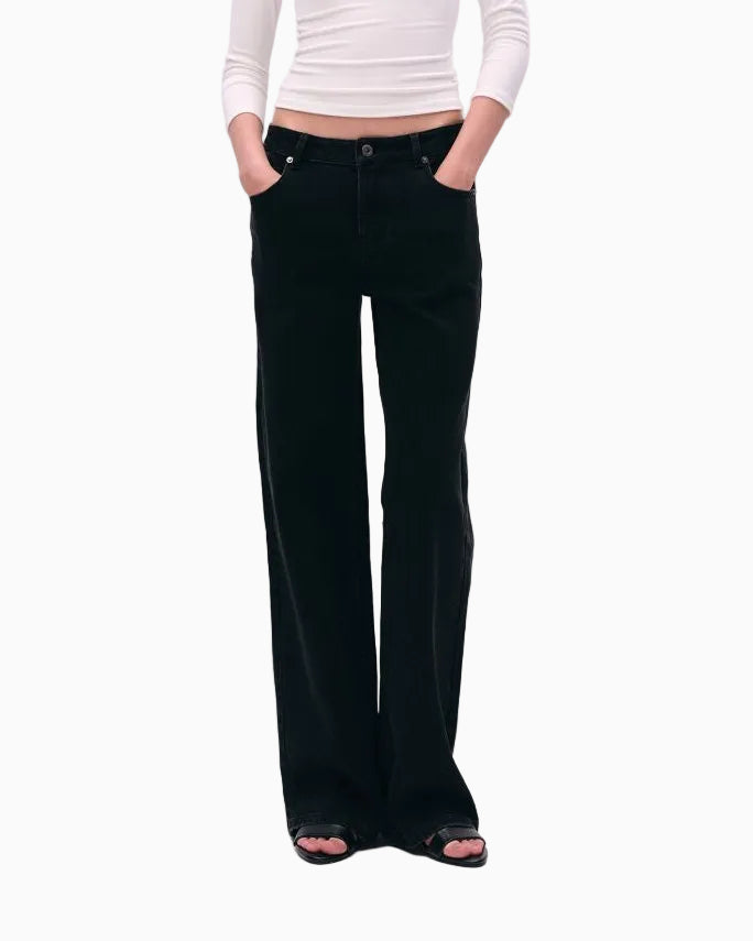 LEIYU LABS Black Straight Leg Jeans for Women 2026 Autumn New Style Slimming Versatile Height Enhancing Long Pants LPT609A001 image 1