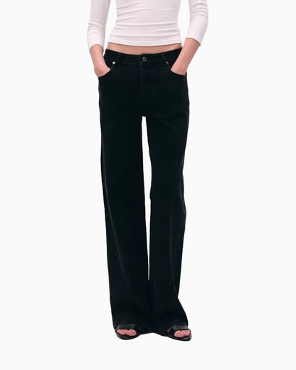 LEIYU LABS Black Straight Leg Jeans for Women 2026 Autumn New Style Slimming Versatile Height Enhancing Long Pants LPT609A001 image 1