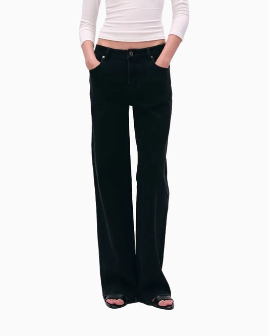 LEIYU LABS Black Straight Leg Jeans for Women 2026 Autumn New Style Slimming Versatile Height Enhancing Long Pants LPT609A001 image 1