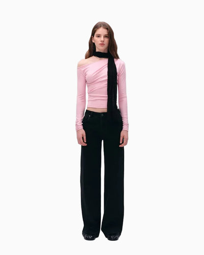 LEIYU LABS Black Straight Leg Jeans for Women 2026 Autumn New Style Slimming Versatile Height Enhancing Long Pants LPT609A001 image 3