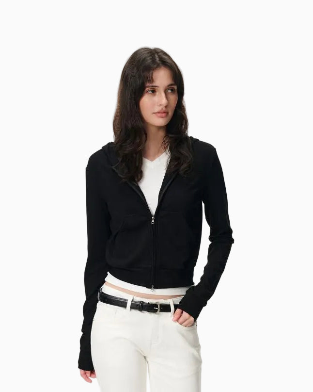 Lightweight Knit Zip-Up Hoodie