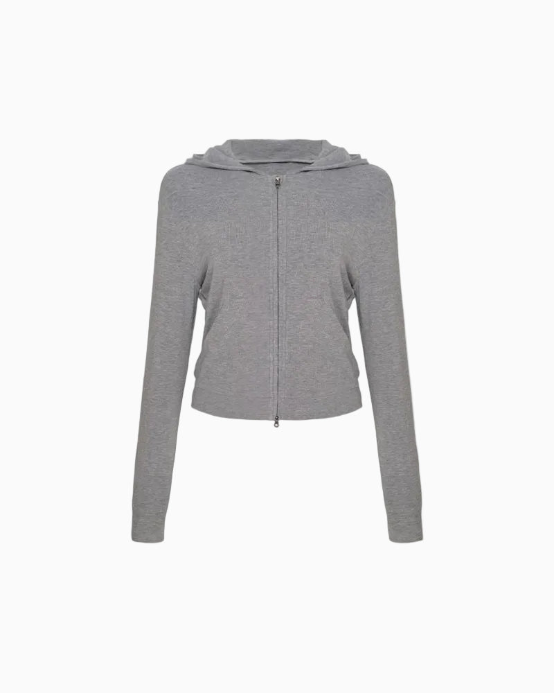 Lightweight Knit Zip-Up Hoodie