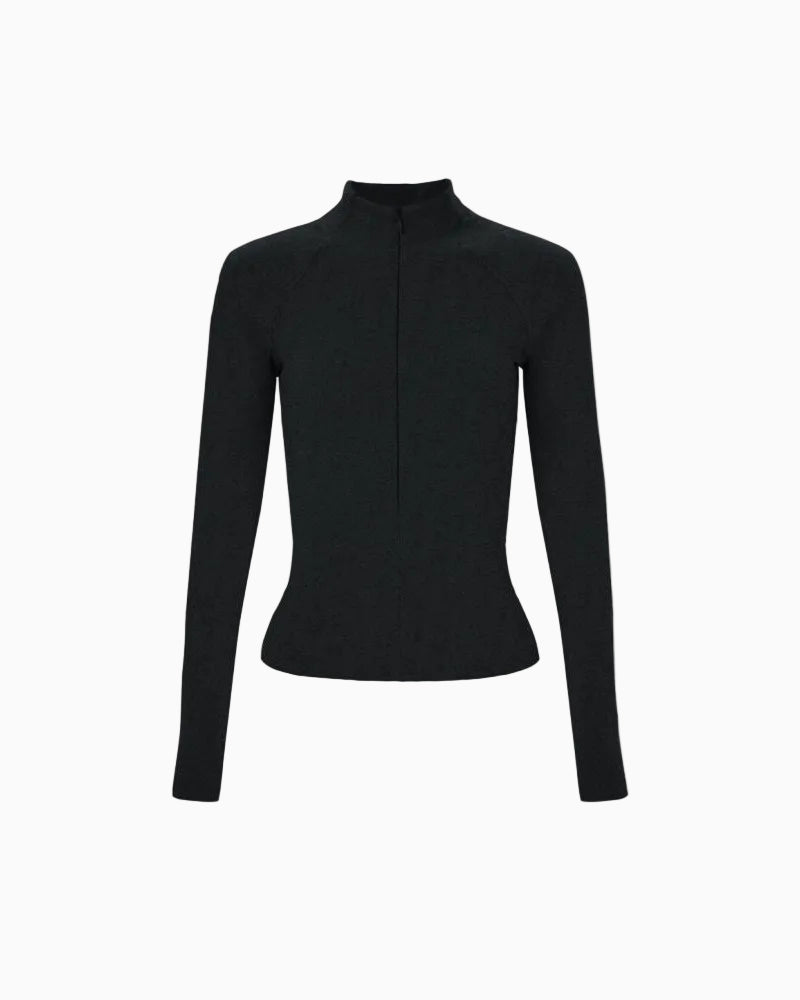 Slim Fit Mock Neck Zip-Up Top