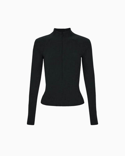 Slim Fit Mock Neck Zip-Up Top