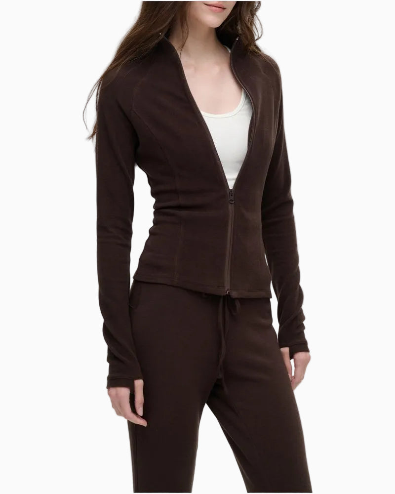 LEIYU LABS Raglan Sleeve German Fleece Base Layer Top Women s 2026 New Style Slim Fit Stand Collar Warm Cardigan Top UTP609A008 image 0