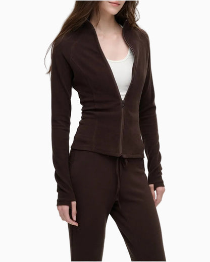 LEIYU LABS Raglan Sleeve German Fleece Base Layer Top Women s 2026 New Style Slim Fit Stand Collar Warm Cardigan Top UTP609A008 image 0