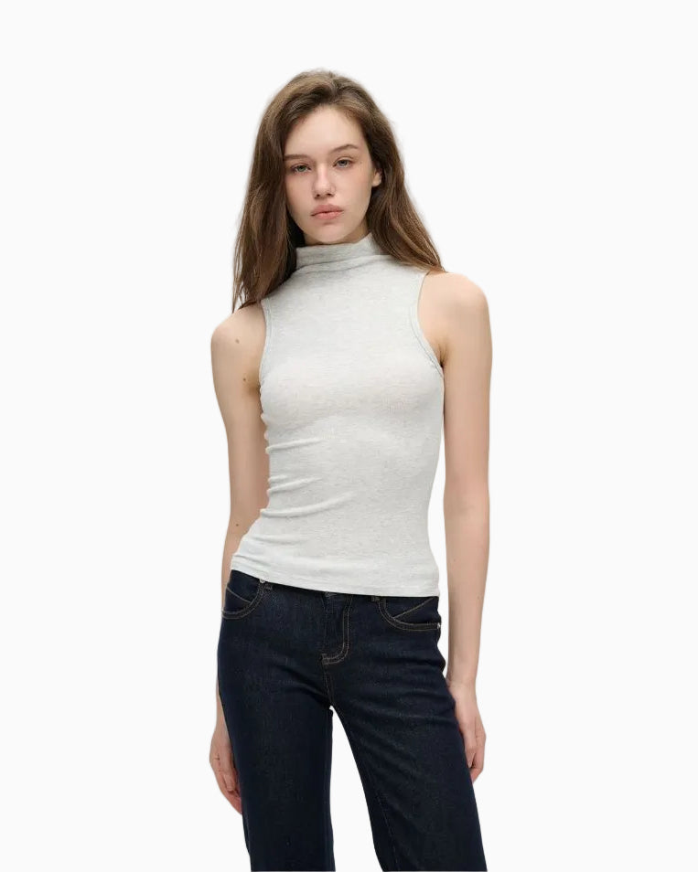 LEIYU LABS Knitted Stand Collar Sleeveless Base Layer Top for Women 2026 Summer New Style Fitted Basic Versatile Top UTP609A007 image 1