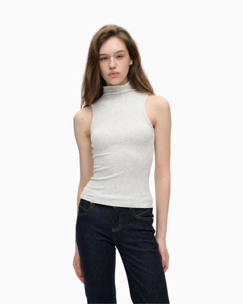 LEIYU LABS Knitted Stand Collar Sleeveless Base Layer Top for Women 2026 Summer New Style Fitted Basic Versatile Top UTP609A007 image 1