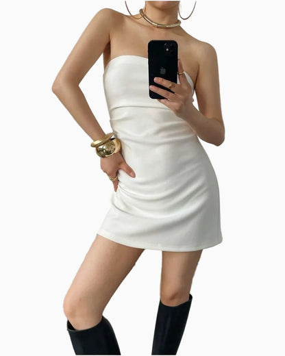 AcupStudio Jiang Youshang Slim Fit Sexy Bodycon Dress Waist Defining Short Strapless Dress WDR609A002 image 4