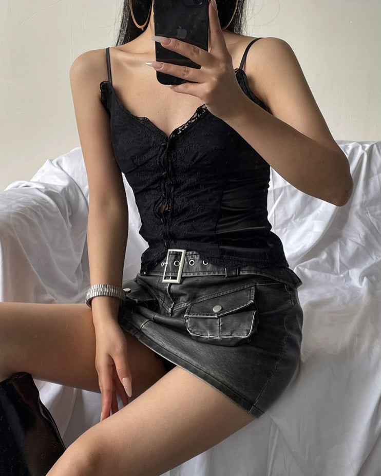 AcupStudio Jiangyou Shang Lace Camisole Top for Women Unique Design Versatile Slimming and Sexy Top UTP609A061 image 1