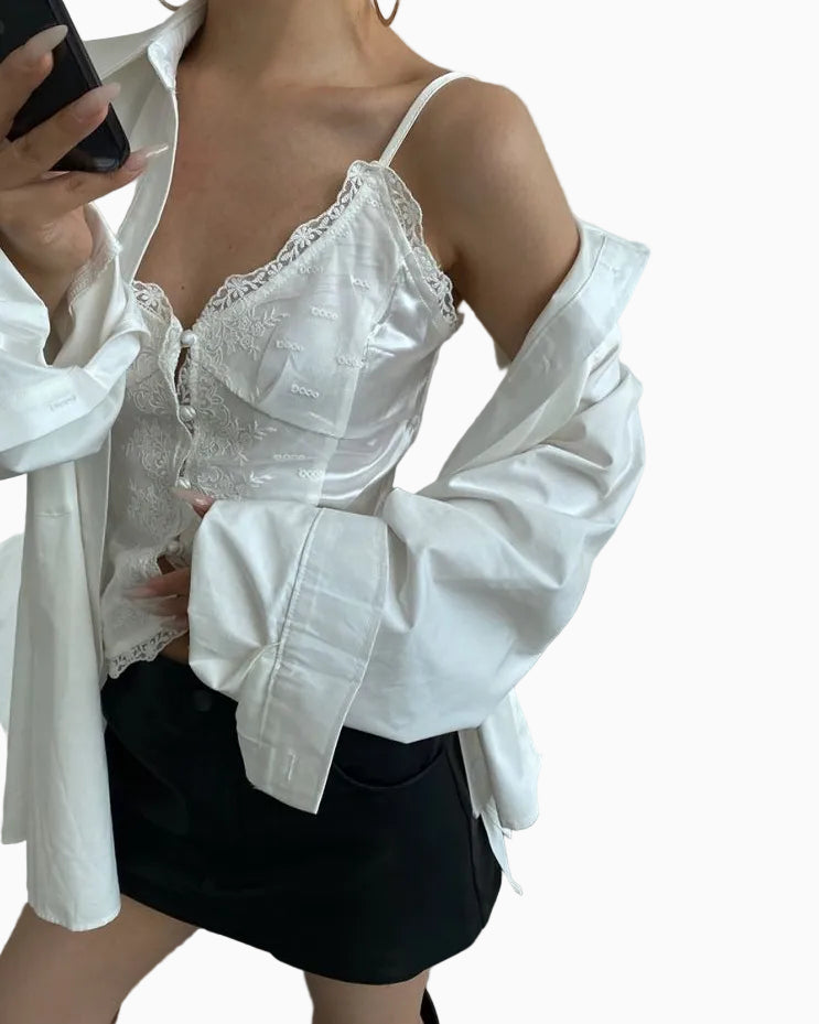 AcupStudio Jiangyou Shang Lace Camisole Top for Women Unique Design Versatile Slimming and Sexy Top UTP609A061 image 2