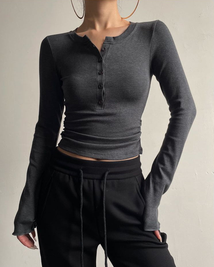 AcupStudio Jiangyou Shang Multi Button Round Neck Base Shirt for Women Autumn Long Sleeve Slim Fit Versatile Top for a Mature and Stylish Look LSK609A002 image 4
