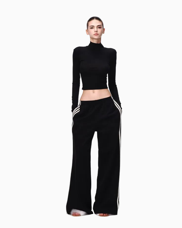 JLAUNT Tencel Long Sleeve T Shirt for Women Designer Hollow Out Style American Chic High Neck Black Backless Top UTP609A019 image 2