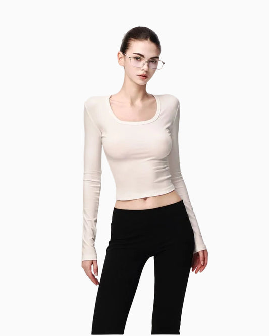 JLAUNT Black Long Sleeve T Shirt for Women Early Autumn Slim Fit Short Style Inner Layer American Chic Knit Top UTP609A021 image 4