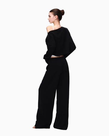 JLAUNT Tencel Long Sleeve T Shirt for Women Early Autumn Loose Fit Slimming Versatile Relaxed American Chic Style Off Shoulder Knit Top UTP609A022 image 4