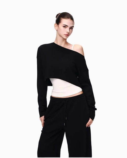 Asymmetric Off-Shoulder Cropped Top