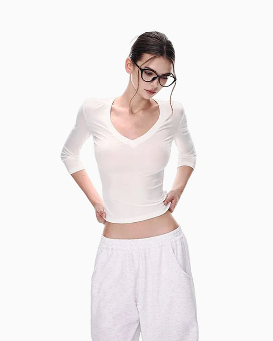 Essential V-Neck Stretch Top