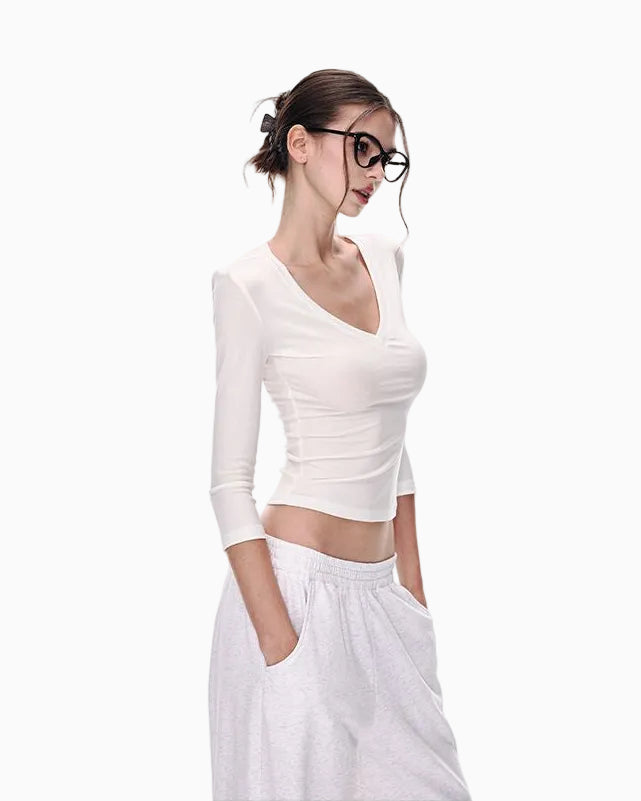 Essential V-Neck Stretch Top