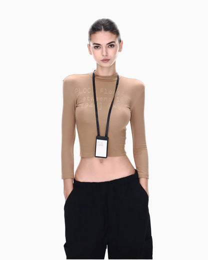 JLAUNT Black T Shirt Women s High Neck Slim Fit Versatile American Retro Long Sleeve T Shirt Summer Hot Girl Top UTP609A020 image 1