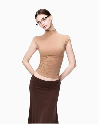 JLAUNT American Retro Camisole Vest for Women Summer Design Slim Fit High Neck Sleeveless T Shirt Top UTP609A023 image 1