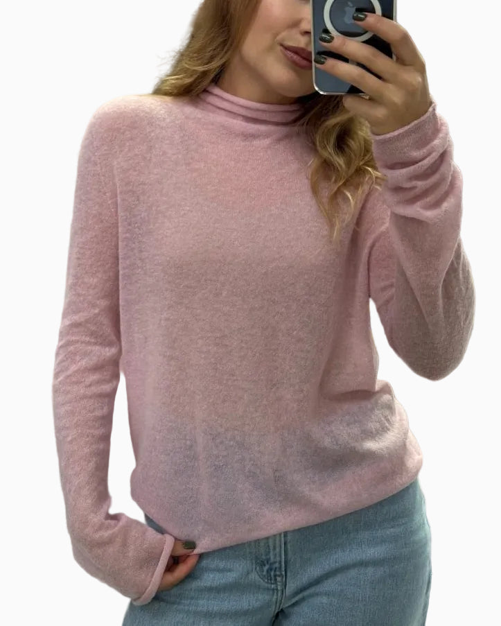 Soft Sheer Turtleneck Long Sleeve Top