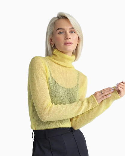 Soft Sheer Turtleneck Long Sleeve Top