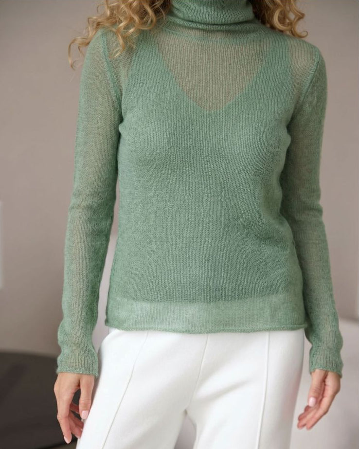 Soft Sheer Turtleneck Long Sleeve Top