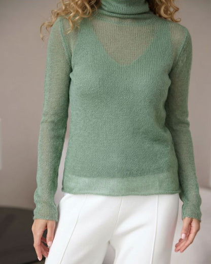 Soft Sheer Turtleneck Long Sleeve Top