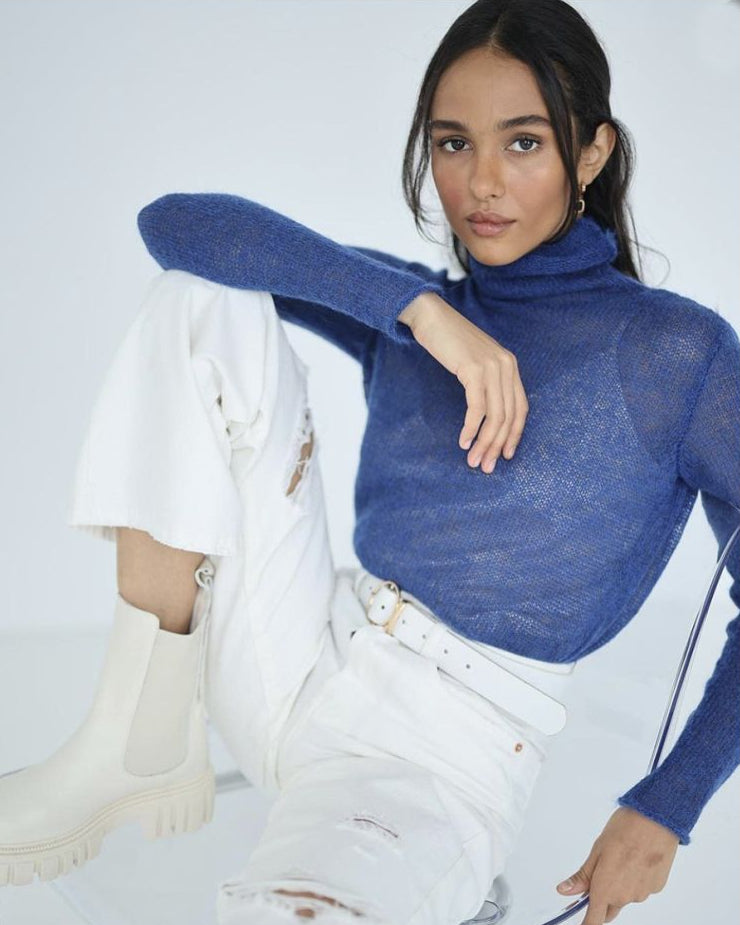 Soft Sheer Turtleneck Long Sleeve Top