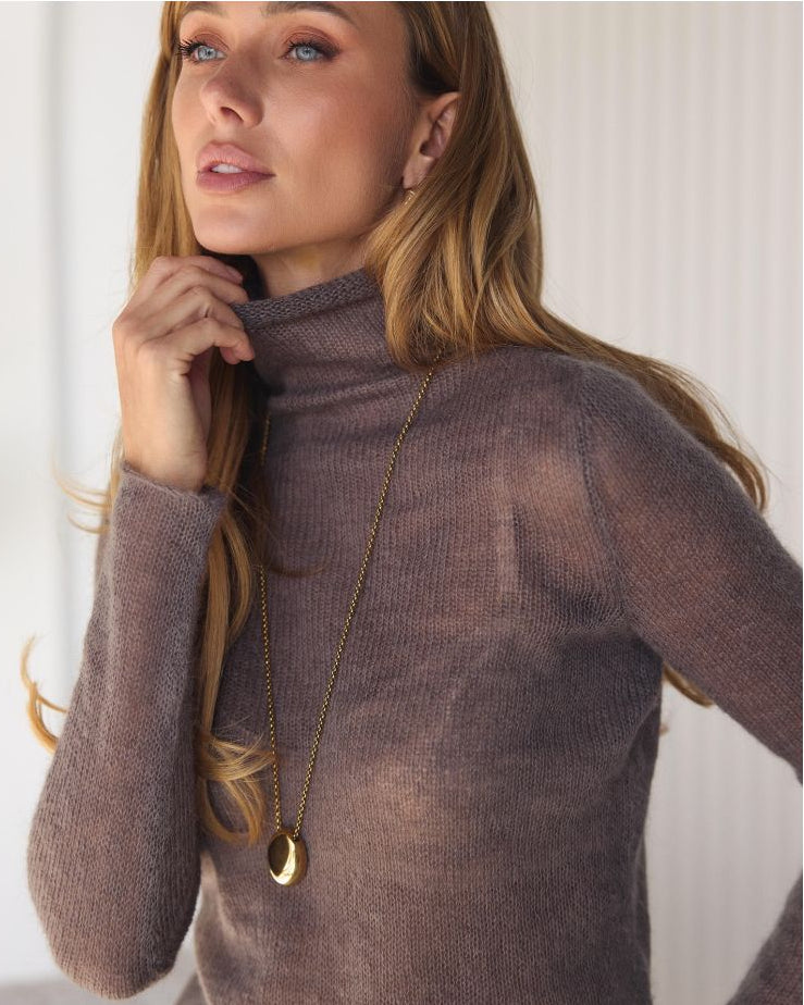 Soft Sheer Turtleneck Long Sleeve Top