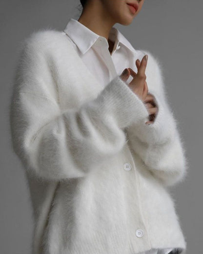 Soft Fuzzy V-Neck Cardigan