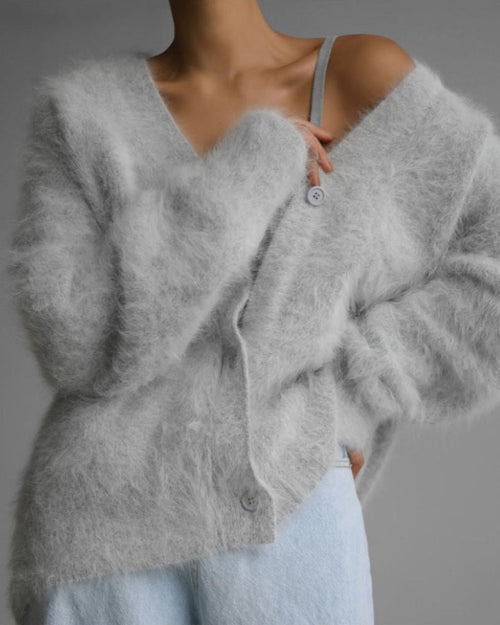 Soft Fuzzy V-Neck Cardigan