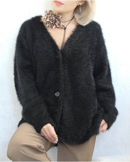 Soft Fuzzy V-Neck Cardigan