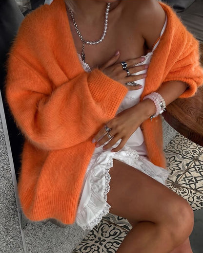 Soft Fuzzy V-Neck Cardigan