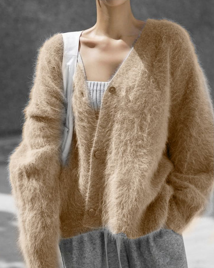 Soft Fuzzy V-Neck Cardigan