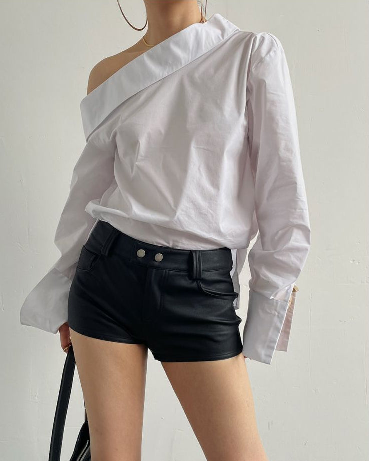 AcupStudio Jiang Youshang American Casual Silver Buckle Leather Shorts Stylish Simple Slim Fit Versatile Straight Leg Shorts LPT609A005 image 1