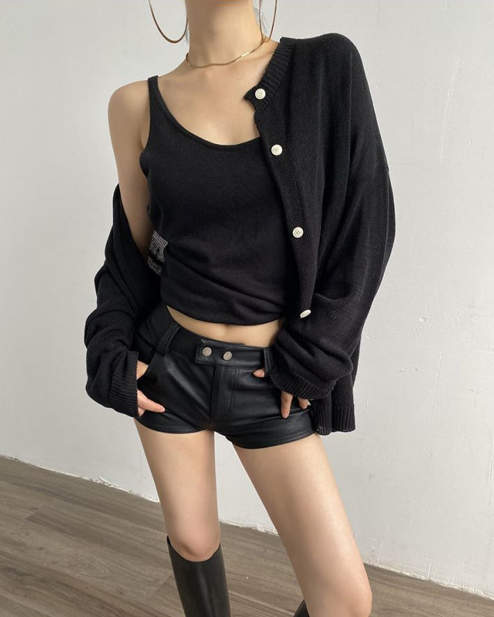 AcupStudio Jiang Youshang American Casual Silver Buckle Leather Shorts Stylish Simple Slim Fit Versatile Straight Leg Shorts LPT609A005 image 4