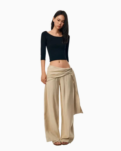 GOGO BURN Low Waisted Khaki Straight Leg Wide Leg Casual Pants for Women Early Autumn New Style Loose Long Pants LPT609A007 image 1