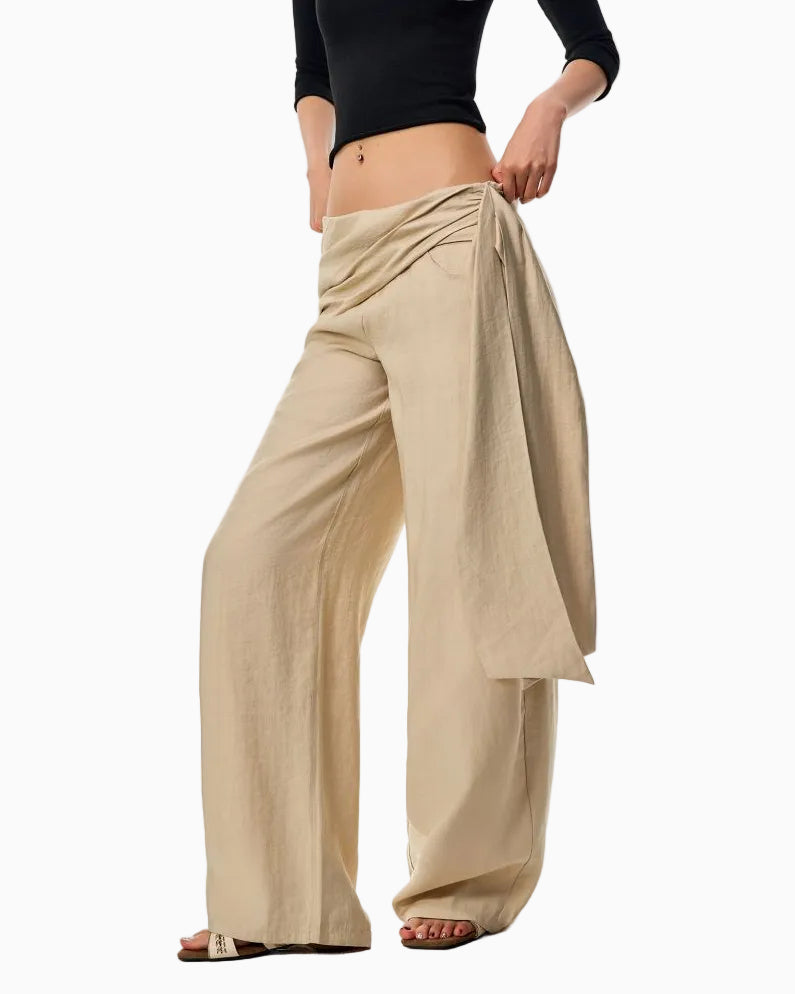 GOGO BURN Low Waisted Khaki Straight Leg Wide Leg Casual Pants for Women Early Autumn New Style Loose Long Pants LPT609A007 image 2