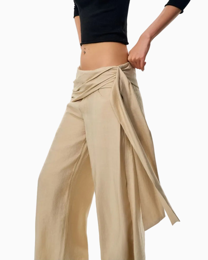 GOGO BURN Low Waisted Khaki Straight Leg Wide Leg Casual Pants for Women Early Autumn New Style Loose Long Pants LPT609A007 image 3
