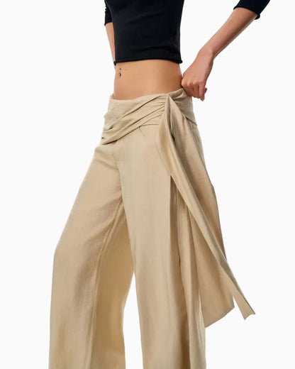 GOGO BURN Low Waisted Khaki Straight Leg Wide Leg Casual Pants for Women Early Autumn New Style Loose Long Pants LPT609A007 image 3