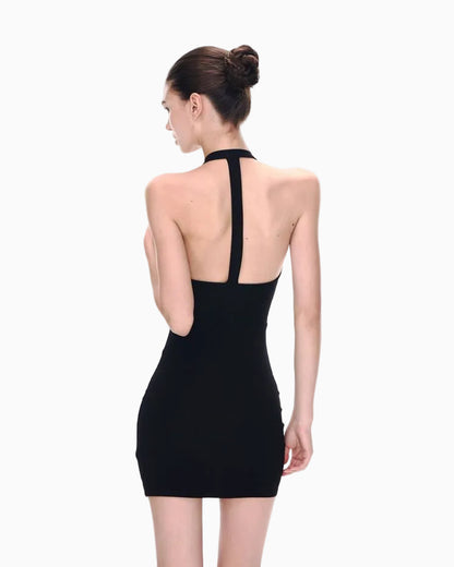 JLAUNT Black Halter Neck Dress for Women Summer Sexy Slim Fit Waist cinching Bodycon Skirt High End Hot Girl Short Skirt WDR609A003 image 0