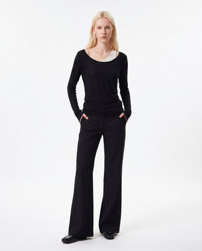 Asymmetric Layered-Look Long Sleeve Top